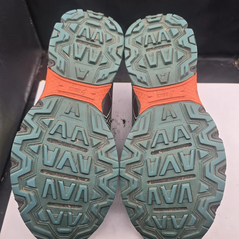 Asics Black and Purple Athletic Shoes with Teal Highlights‎
